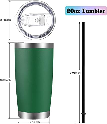 VEGOND 20oz Tumbler with Lid and Straw Stainless Steel Tumbler Cup Bulk Vacuum Insulated Double Wall Travel Coffee Mug Powder Coated Coffee Cup, Dark Green, 6 Pack