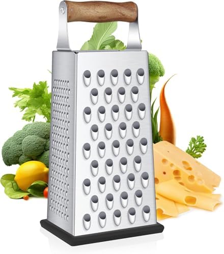 Kaishun Cheese Grater with Wood Handle for Cheese, Vegetable & Fruit