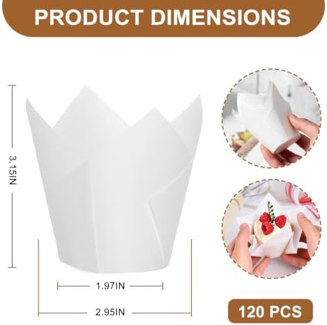 120PCS White Tulip Cupcake Liners for Baking Cups, Muffin Liners Holders