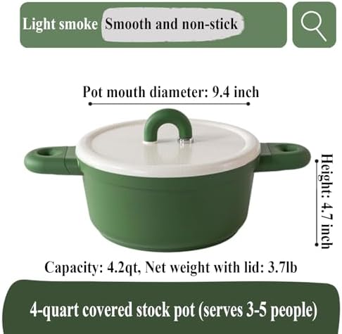 Alpstone 5QT Nonstick Stock Pot with Lid, Green