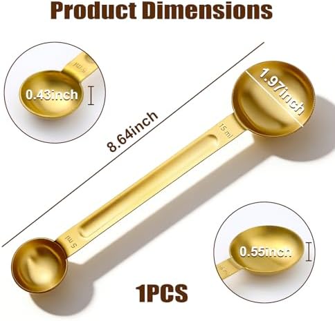 Double Sided Measuring Spoons, Stainless Steel Gold Coffee Teaspoon