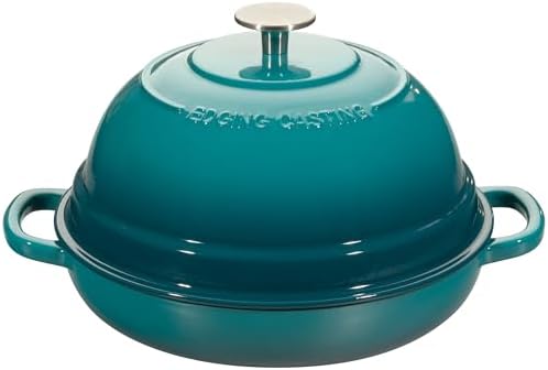 EDGING CASTING Enameled Cast Iron Dutch Oven Pot with Lid, Round Bread Oven for Homemade Sourdough Bread Baking, 6 Quart, Darkcyan