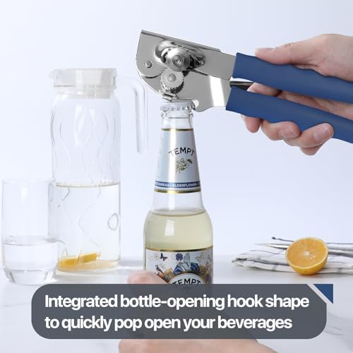 UHIYEE Commercial Can Opener Heavy Duty, Hand Crank for Large Cans, Blue