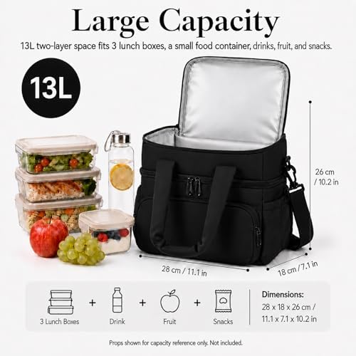 Lunch Bag for Women Large Insulated Lunch Box Double Deck Puffer Lunch Tote