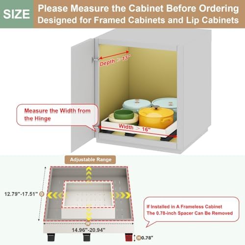 Fokyfok Pull out Cabinet Organizer,16"-21"W,13"-17"D,Expandable,Adhesive