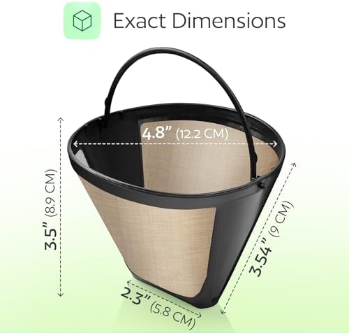 2-Pack #4 Reusable Permanent Cone Coffee Filters - Compatible with Cuisinart 10–14 Cup Brewers (DCC-3200, DCC-1200, DCC-3400) & Ninja Coffee Makers - Stainless Steel Mesh, Dishwasher-Safe by GoodCups