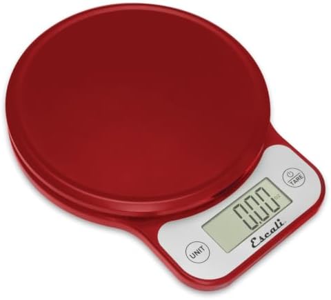 Escali Telero Digital Food Scale, High Precision Kitchen Scale for Cooking, Baking, Portion Control, Meal Prep, Weigh in Grams and Ounces, 11 lb Capacity, Red (T136)