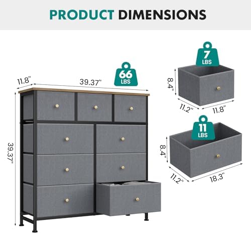 OLIXIS 9 Drawer Tall Dresser for Bedroom, Closet Organizers and Storage