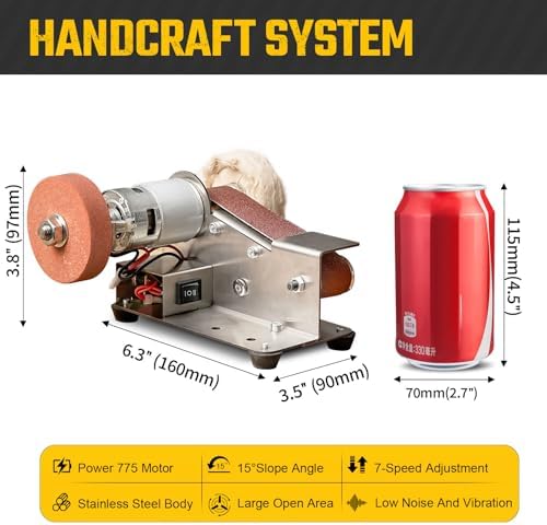 3-in-1 Mini Belt Sander 7-Speed Knife Sharpener Bench Grinder