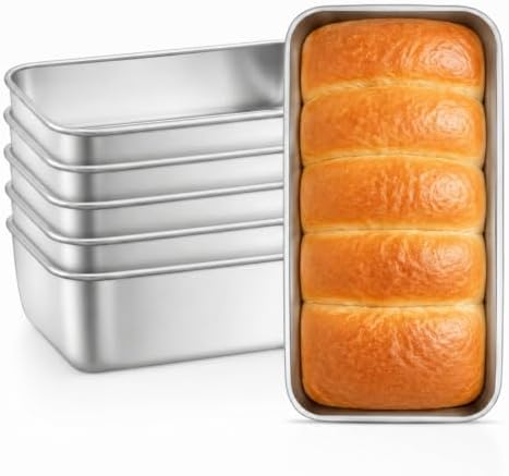Leonyo Non-Toxic 9x5IN Stainless Steel Loaf Pan for Baking Bread, 6 Pack