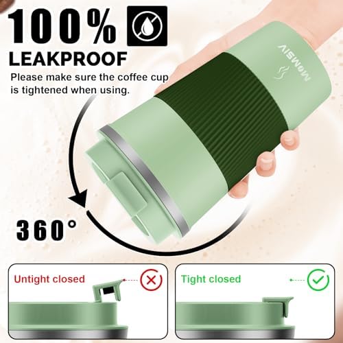 MOMSIV 17oz Travel Coffee Mug, Insulated Coffee Cup with Leakproof Lid