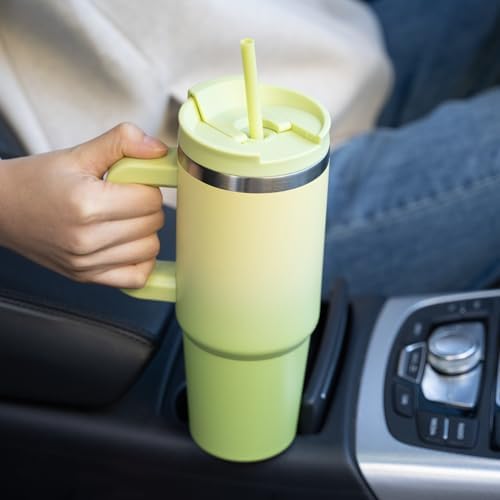 BJPKPK 30 oz Insulated Tumbler with Handle & Straw, Stainless Steel
