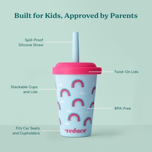 REDUCE GoGo's Kids 5-Pack 12oz Tumbler Cups with Lids & Spill-Proof Straws