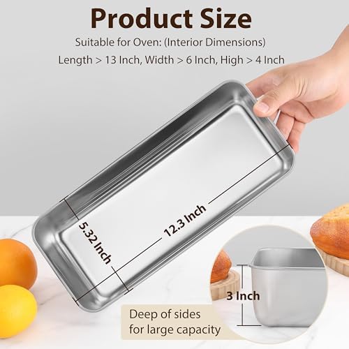 P&P CHEF Bread Loaf Pan, Stainless Steel Large Loaf Pans for Baking, 4Pcs