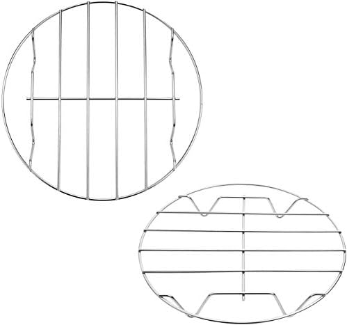 TamBee 2Pcs Cooking Rack Round 304 Stainless Steel Cooling Racks Baking and Cooling Steamer Rack w Stand Cookware for Air Fryer Pressure Cooker Canning (7&8 Inch)