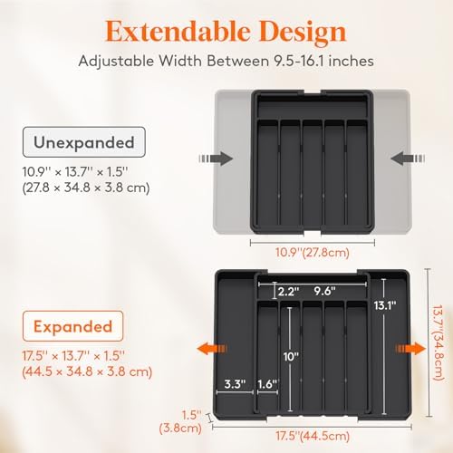 Lifewit Expandable Silverware Drawer Organizer, Kitchen Utensil Tray