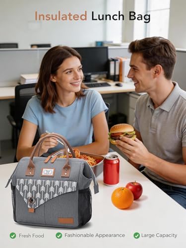 Lekesky Insulated Lunch Bag Portable Lunch Bag for Women Work-15L, Grey