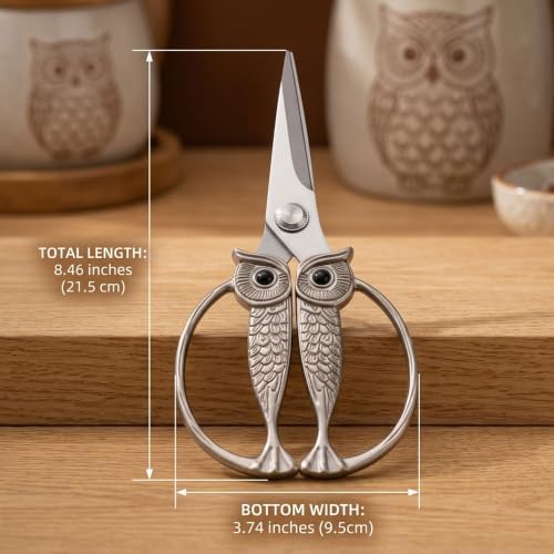 XSNBRD All Purpose Kitchen Shears,Pearl Nickel Stainless Steel Owl Scissors