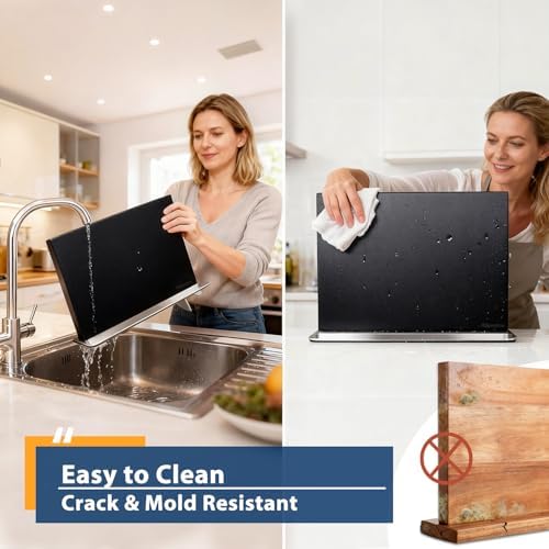 Magnetic Knife Block Stand Without Knives 16 Inch Black Stainless Steel Double Sided Home Kitchen Organizer Storage Knife Holder Board for Counter Top with Strong Magnets
