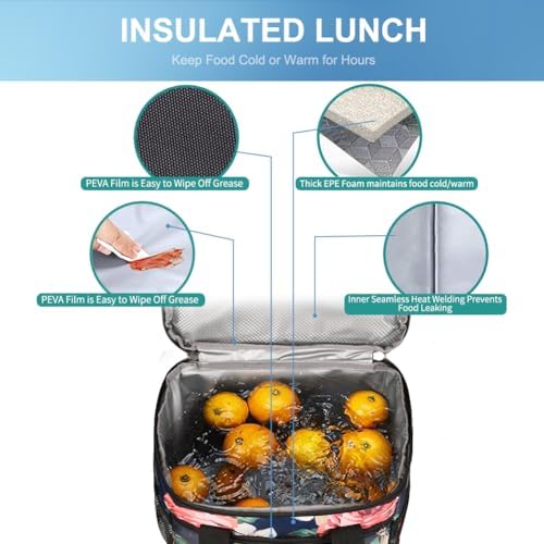 iknoe Insulated Lunch Bag, Foldable 8.5L Cooler Bag for Men & Women, Lunch Box