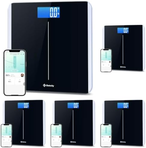 Etekcity Smart Scale for Body Weight and BMI, Bathroom Digital Electronic Weighing Scale for People, Bluetooth Free VeSync APP Connection, Rounded Corner, Accurate to 0.1lb/0.05kg, 400 lbs, Black