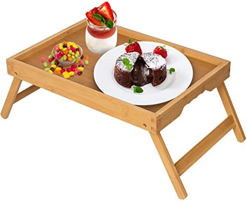 Artmeer FSC 100% Bamboo Bed Tray with Folding Legs, Medium, Natural (Pack of 10)