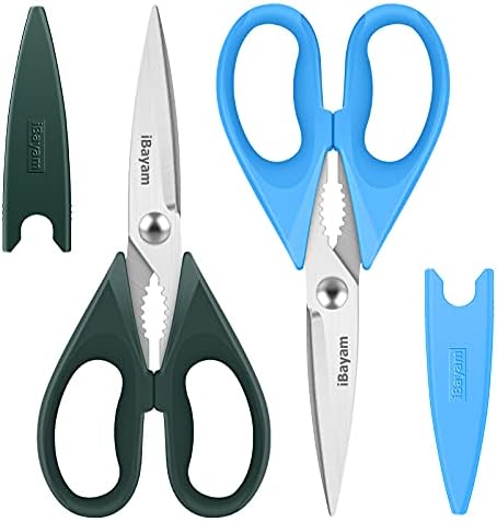 iBayam 2-Pack 8.5" Kitchen Shears, Heavy Duty, Cut Meat, Poultry, Herbs
