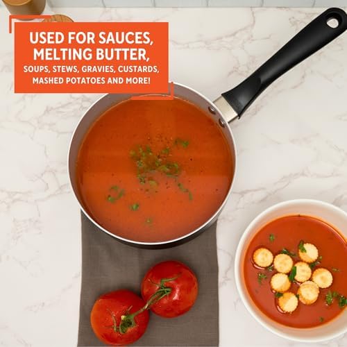 IMUSA 2 Qt Premier Cera Aluminum Gray Speckled Ceramic Saucepan, Black, 2 Quarts (Pack of 2)