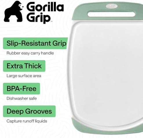 GORILLA GRIP BPA-Free Reversible Cutting Board, Set of 3, Gray Mint Pink
