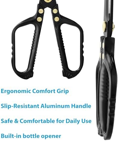 Kitchen Scissors - Heavy Duty Kitchen Shears with Stainless Steel Titanium-Coated Blades for Food, Poultry, Meat & Herbs - Sharp All Purpose Cooking Scissors Dishwasher Safe