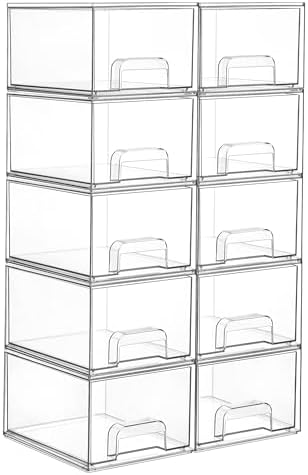 Vtopmart 10 Pack Small Clear Stackable Storage Drawers