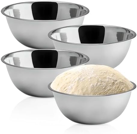 OCS Parts 5 Quart Stainless Steel Mixing Bowls | Set of 4 | 11.25-Inch