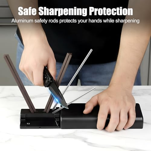Tri-angle sharpener, Tri Angle System for Pocket Knife, Recurve and Tanto Blades Sharpener, High Alumina Ceramic Stones