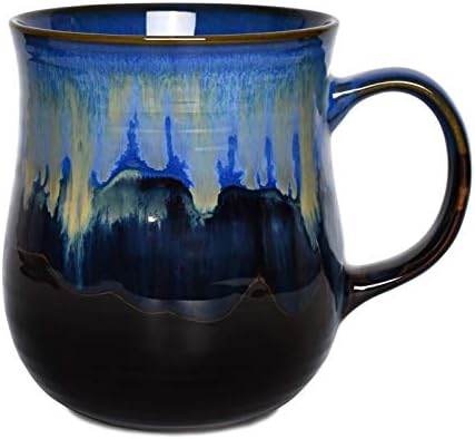 Bosmarlin Large Ceramic Coffee Mug, Blue Big Tea Cup for Office and Home, 21 Oz, Dishwasher and Microwave Safe, 1 PCS