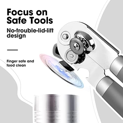 Beneno Heavy Duty Hand Can Opener Manual with Magnet Lid Remover, Gray