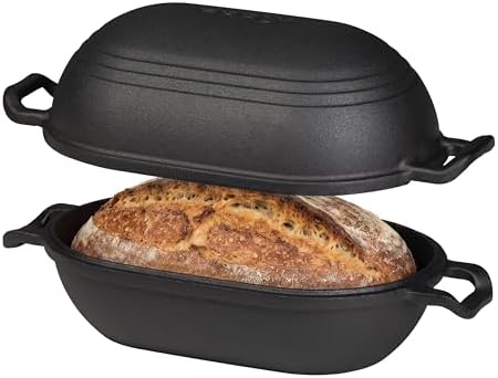 Cast Iron Loaf Pan with Lid-Bread Baking Pan for Sourdough,Pre-Seasoned Dutch Oven, 11 X 7 Inch Loaf Pans for Homemade,Heavy Duty with Even Heating