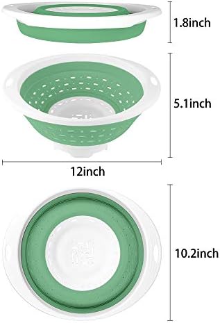 QiMH Collapsible Colander and Strainer, 5 Quart(1.25 gal) BPA Free & Dishwasher-safe Silicone Foldable Strainer, Heavey Duty Kitchen Drainer Basket for Pasta, Veggies and Fruits