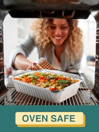 NEEBAKE 60 Pack 8x6 Disposable Aluminum Pans Aluminum-Foil-Pans-Tin-Foil-Baking-Pans-Tin-Trays-Food-Containers-for-Meal-Prep-Cooking-Roasting-Heating