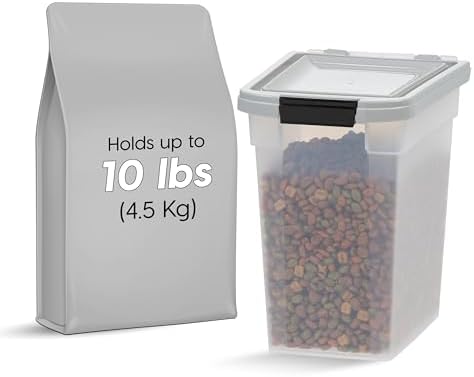 IRIS USA Dog Food Storage Container, Up to 10 lbs, Clear/Gray, Made in USA