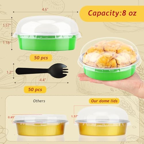 LNYZQUS 8oz Mini Pie Tins with Lids 50 Pack, 4 Inch Individual Cake Pans