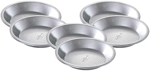 USA Pan Bakeware Aluminized Steel Commercial Pie Pan, Silver (Pack of 6)