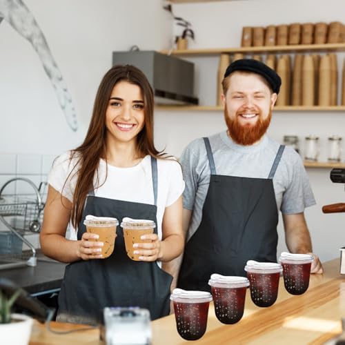 50 Pack 12 oz Clear Plastic Iced Coffee Cups with Strawless Sip Lids