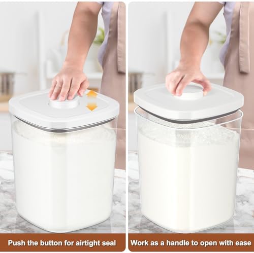 TBMAXS Airtight Rice Container 20 Lbs, Clear PET Plastic Food Storage Container Bin For Flour Sugar, Dry Food Holder with Easy Locking Lid for Kitchen Pantry Organization and Storage