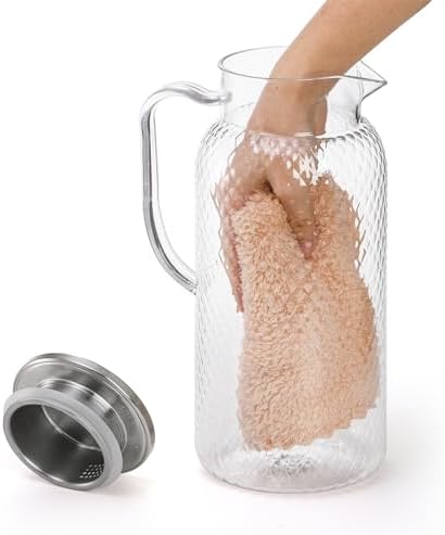 Nicunom 2 Pack Plastic Pitcher 68 Oz, Clear Pitcher with Lid, Water Jug for Fridge, BPA-Free, Ice Tea Pitchers for Juice, Sangria, Lemonade, Milk, Coffee, Cold or Hot Beverages