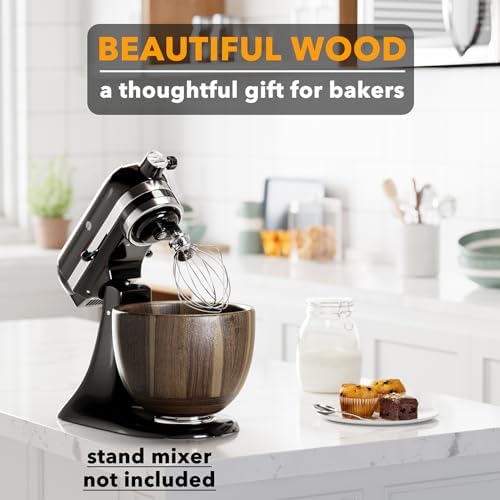 SpaceAid Wooden Bowl for Mixer - Kitchen Space Aid Acacia Wood Mixing Bowls Holder for Stand Mixer, Compatible with 4.5 & 5 QT Tilt-Head Models Kitchen, Light Wood