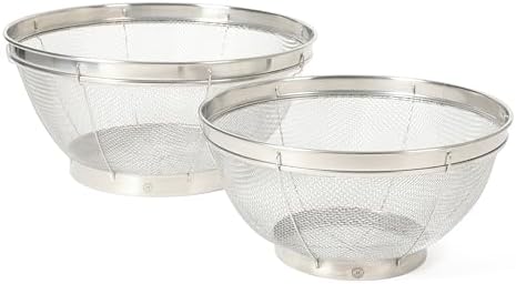 Martha Stewart Covello Stainless Steel Mesh Colander Set 2-Pieces, Silve