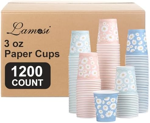 Lamosi 1200 Pack 3 oz Bathroom Cups, Small Disposable Paper Mouthwash Cups