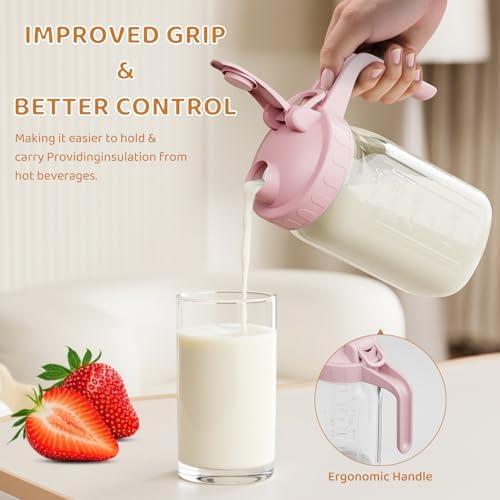 32 oz Breast Milk Pitcher, Glass Mason Jar Pitcher with Lid