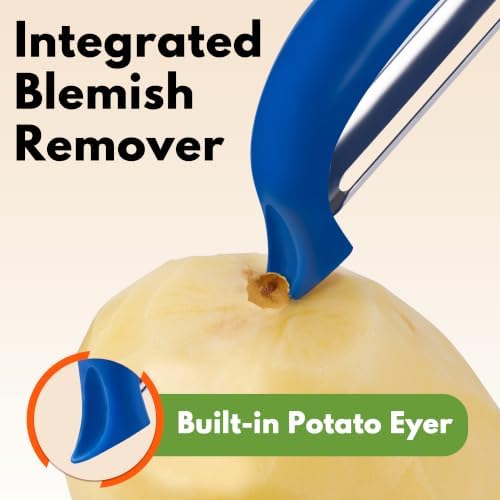 Rainspire Vegetable Peeler Potato Peelers for Kitchen, Sharp Stainless Steel Blades Veggie, Comfortable Handle Fruit Peeler, Carrot Peeler Apple Peeler Dishwasher Safe, Dark Blue, 1-Pack