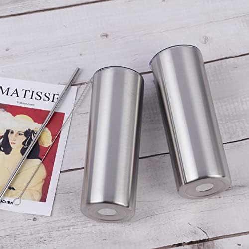 12 Pack 20 Oz Straight Skinny Tumblers,Individually Gift Boxed Stainless Steel Slim Skinny Tumbler Set Bulk, 20 Oz Insulated Slim Thin Travel Tumbler Cup for Diy, Silver